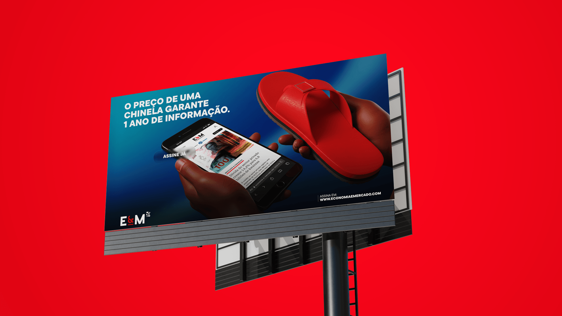 Campanha Economia e Mercado aplicada em outdoor